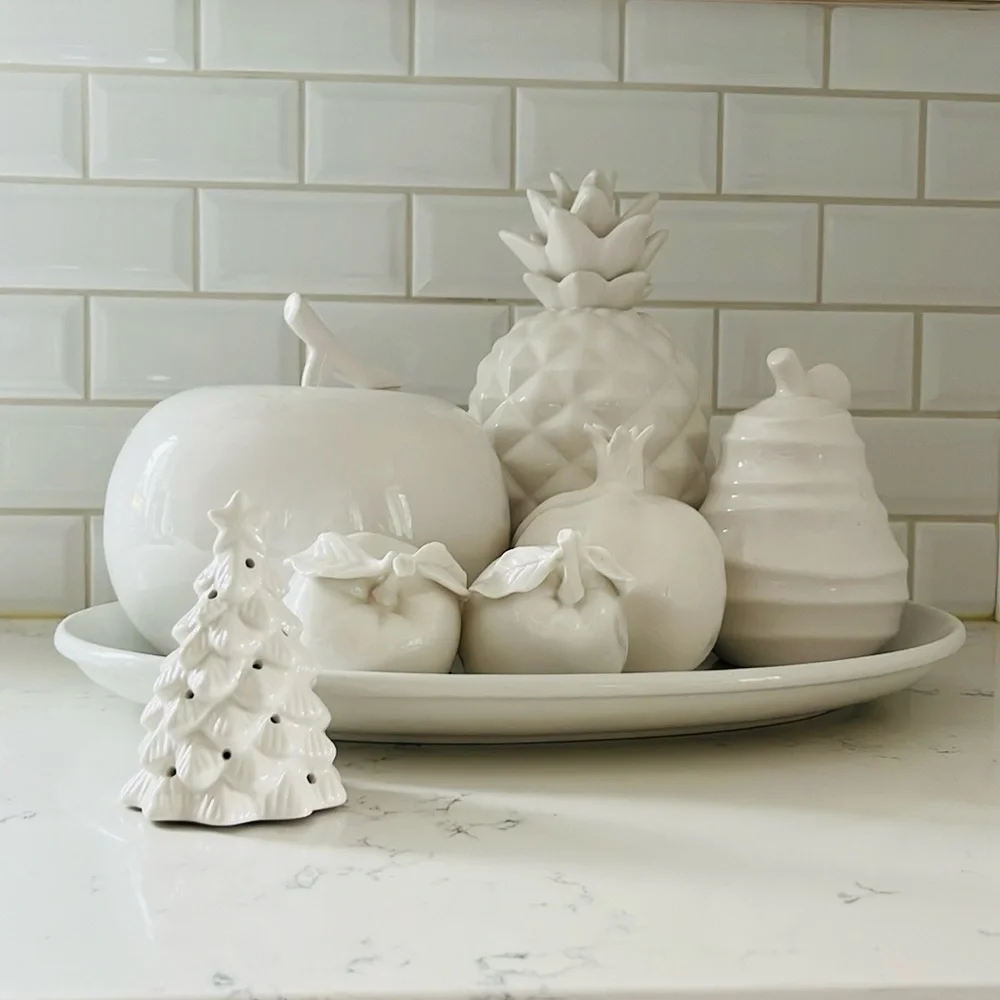 Crate&Barrel LED Mini White Ceramic Christmas Tree